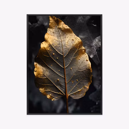 Poster med ram - Gold leaf in vintage style