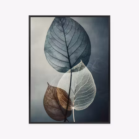 Poster med ram - Leaves on a dark watercolor