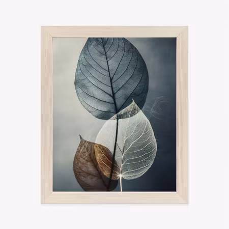 Poster med ram - Leaves on a dark watercolor
