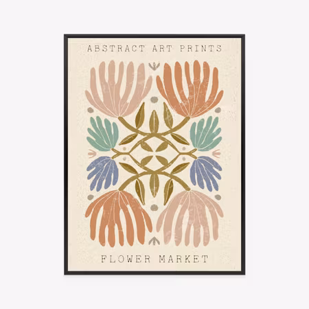 Poster med ram - Minimalist colorful boho flowers