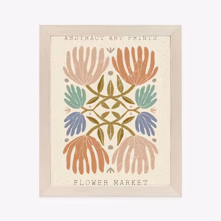 Poster med ram - Minimalist colorful boho flowers
