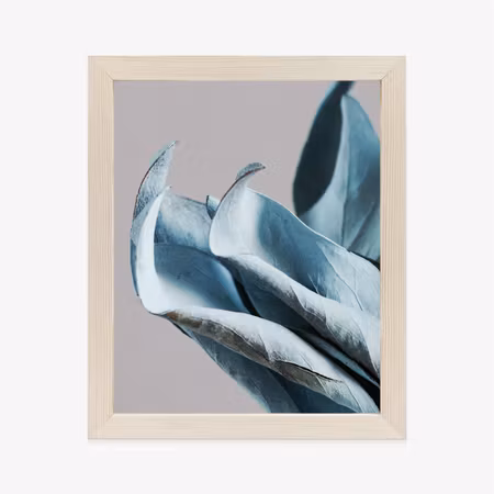Poster med ram - Blue leaves on a gray background