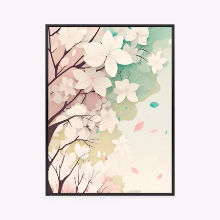 Poster med ram - Flowering pastel trees in spring