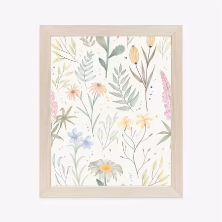 Poster med ram - Pastel watercolor wildflowers
