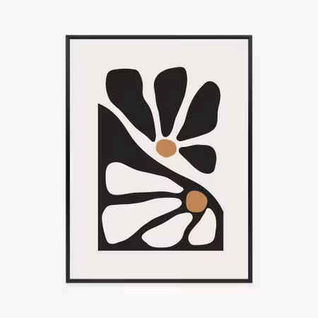 Poster med ram - Minimalist two-color flowers