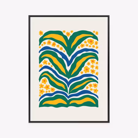 Poster med ram - Minimalist plant with yellow