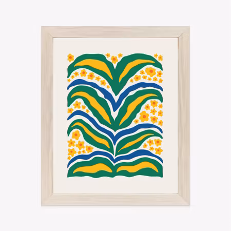 Poster med ram - Minimalist plant with yellow