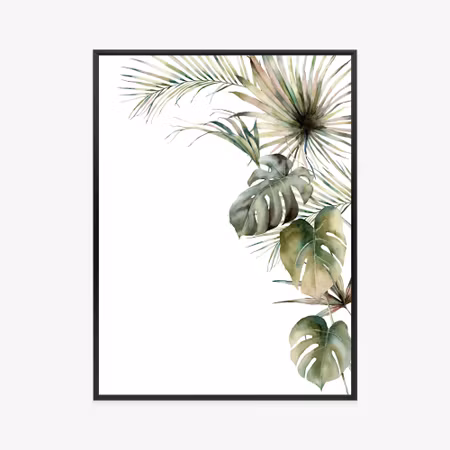 Poster med ram - Palm and monstera vegetation