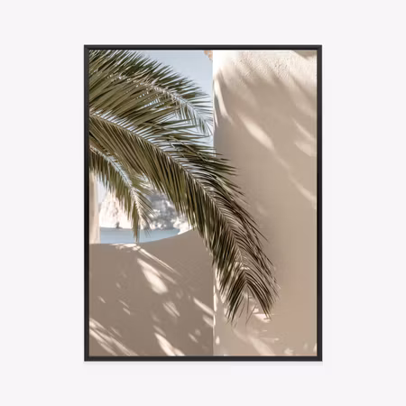 Poster med ram - Palm leaves with shadow on a
