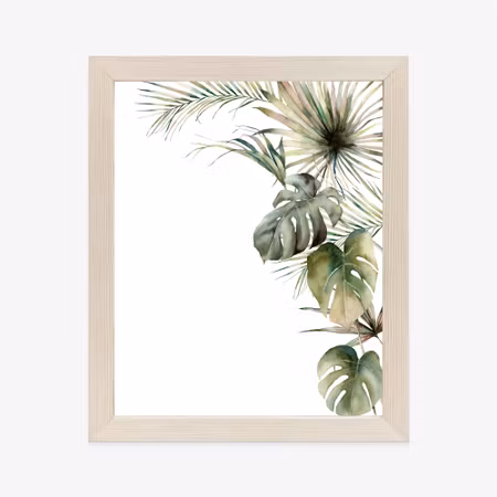 Poster med ram - Palm and monstera vegetation