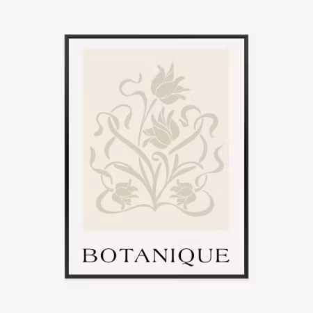 Poster med ram - Botanical beige leaves and