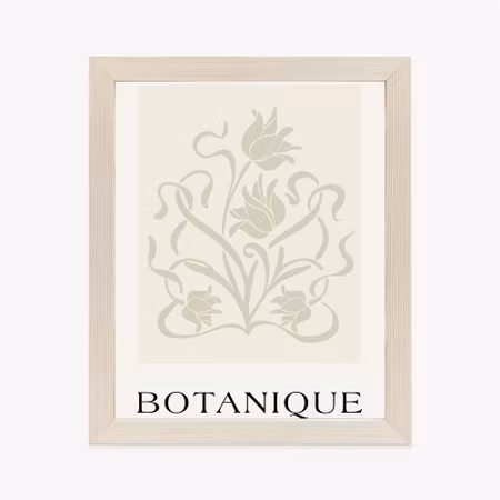 Poster med ram - Botanical beige leaves and