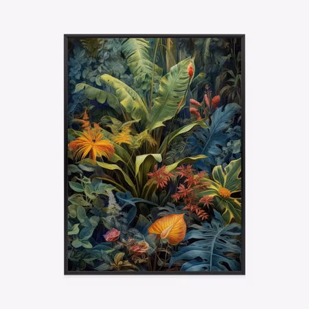 Poster med ram - Plants and leaves in a colorful