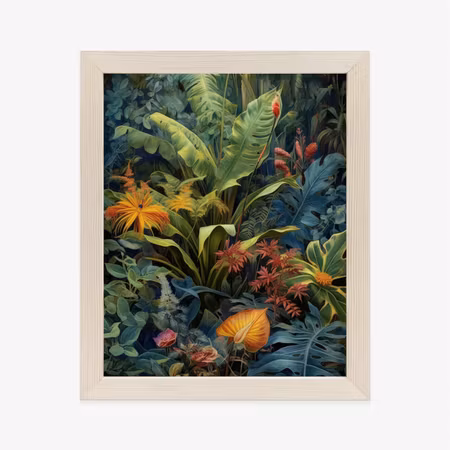Poster med ram - Plants and leaves in a colorful