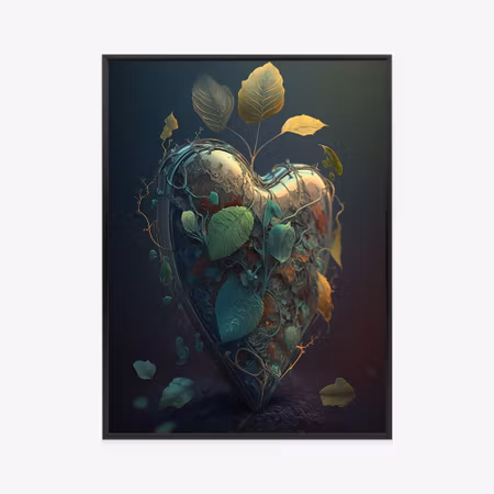 Poster med ram - Heart and green vegetation