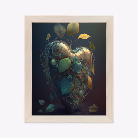 Poster med ram - Heart and green vegetation