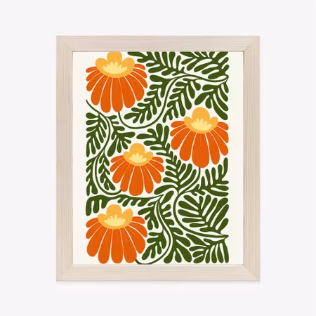 Poster med ram - Red flowers in the style of