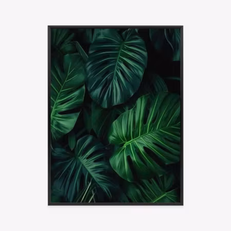 Poster med ram - Botanical pattern of dark green