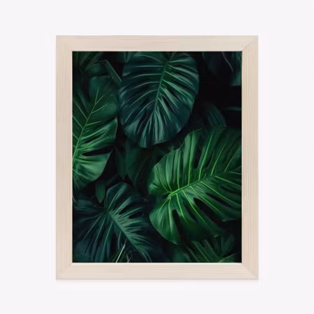 Poster med ram - Botanical pattern of dark green