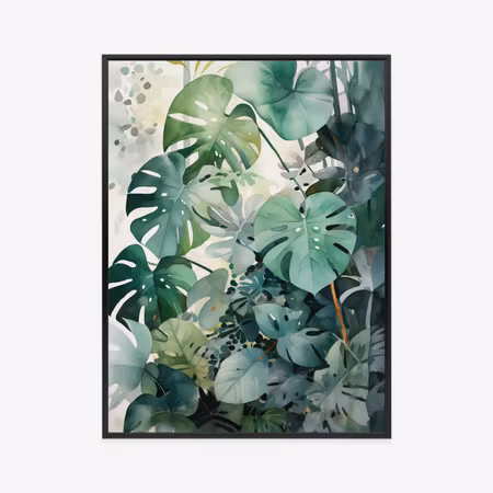 Poster med ram - Botanical green monstera