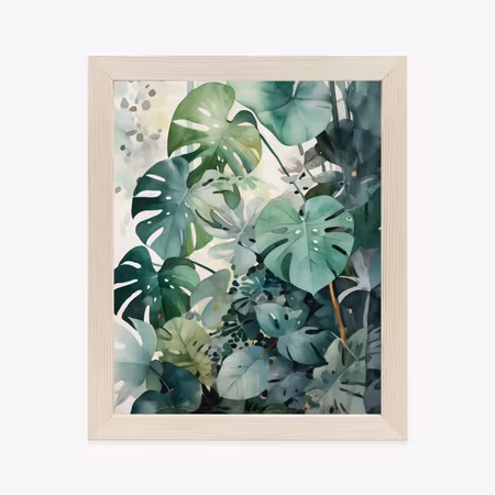 Poster med ram - Botanical green monstera