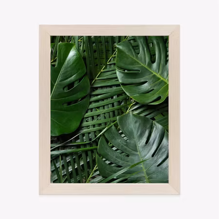 Poster med ram - Green monstera and palm leaves