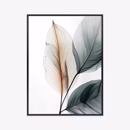 Poster med ram - Three leaves on a white