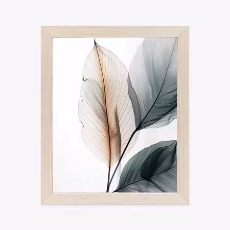 Poster med ram - Three leaves on a white