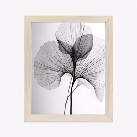 Poster med ram - Black ginkgo leaves