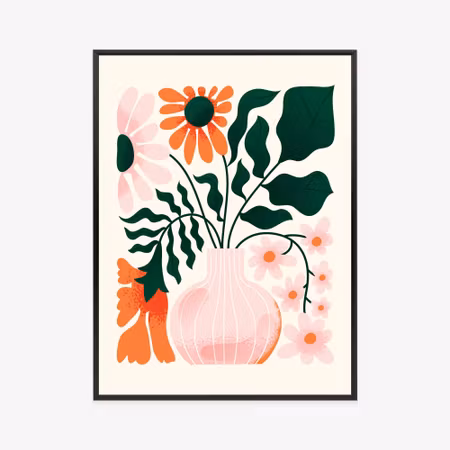Poster med ram - A bouquet of flowers in a pink
