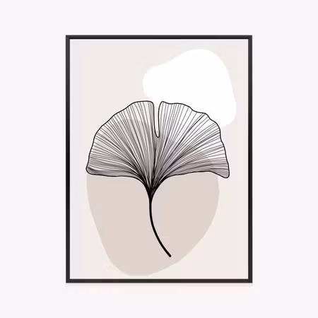 Poster med ram - Minimalist ginkgo leaf