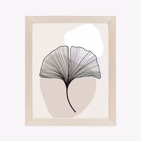 Poster med ram - Minimalist ginkgo leaf