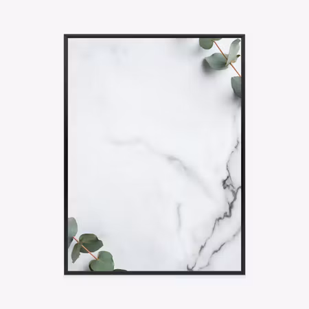 Poster med ram - Green eucalyptus leaf on marble