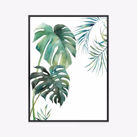 Poster med ram - Tropical pattern with watercolor