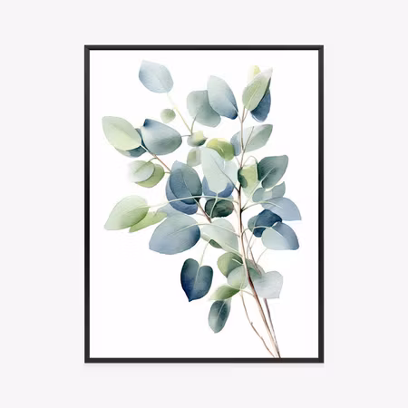 Poster med ram - Twig with green leaves -