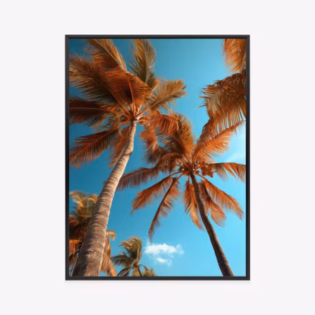 Poster med ram - Blue sky and tall palm trees