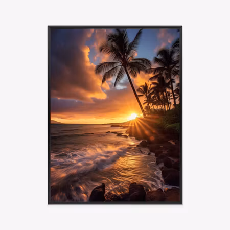 Poster med ram - Tropical island with palm trees