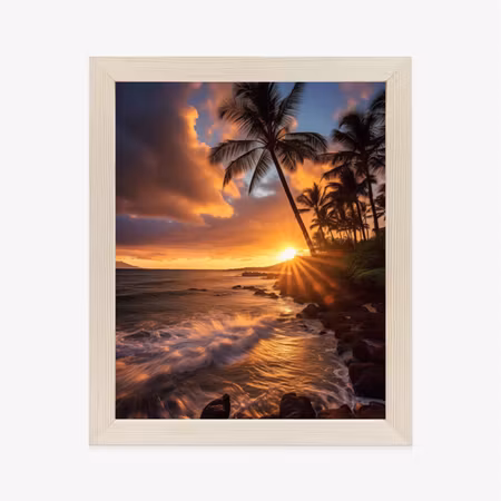Poster med ram - Tropical island with palm trees