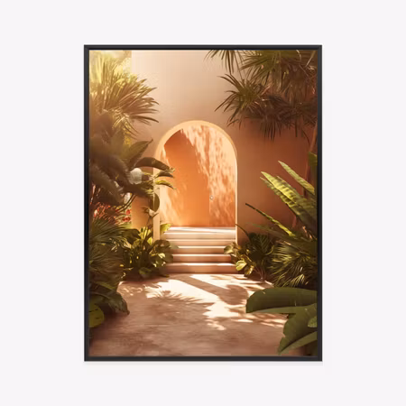 Poster med ram - Mexican door stairs and palm