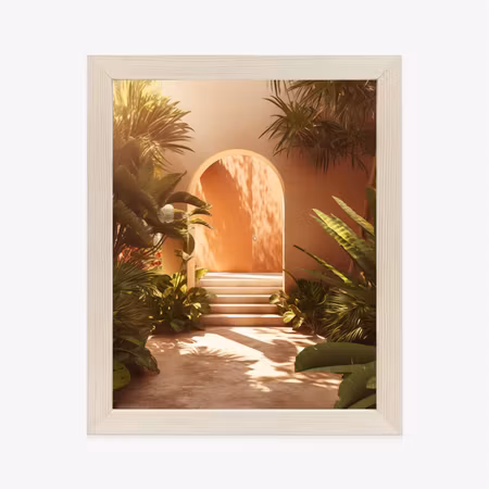 Poster med ram - Mexican door stairs and palm