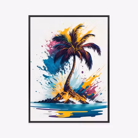 Poster med ram - A colorful palm tree on a desert
