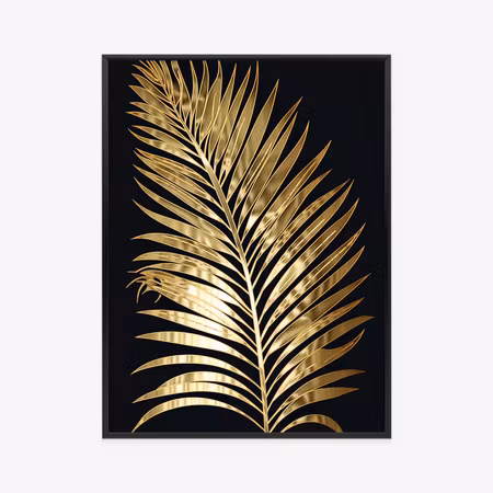 Poster med ram - Golden single palm leaf
