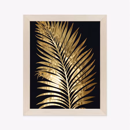 Poster med ram - Golden single palm leaf