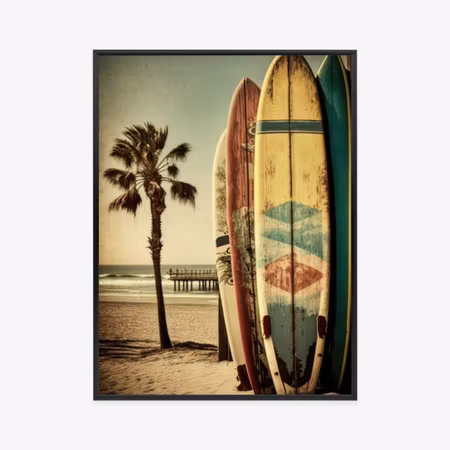 Poster med ram - Stain and surfboards in vintage
