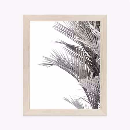 Poster med ram - Black and white palm leaves