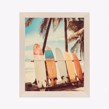 Poster med ram - Palm trees with surfboards