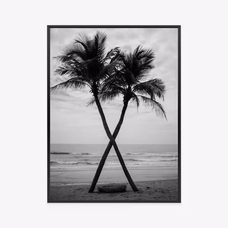 Poster med ram - Two coconut palms and the sea