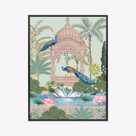 Poster med ram - Palace of peacocks and palm trees