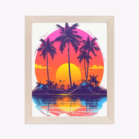 Poster med ram - Deserted island with palm trees