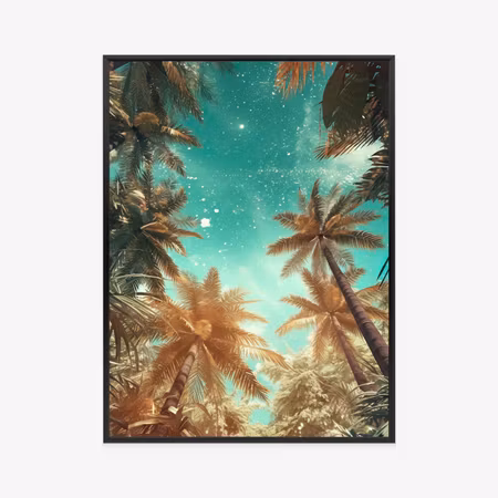 Poster med ram - Beautiful summer palm trees with